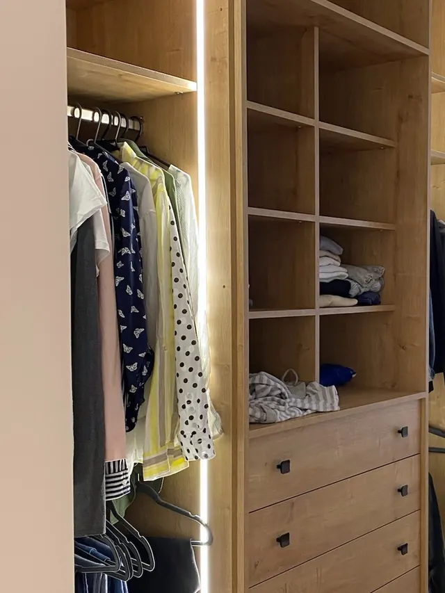 Walk-in closet with LED lighting